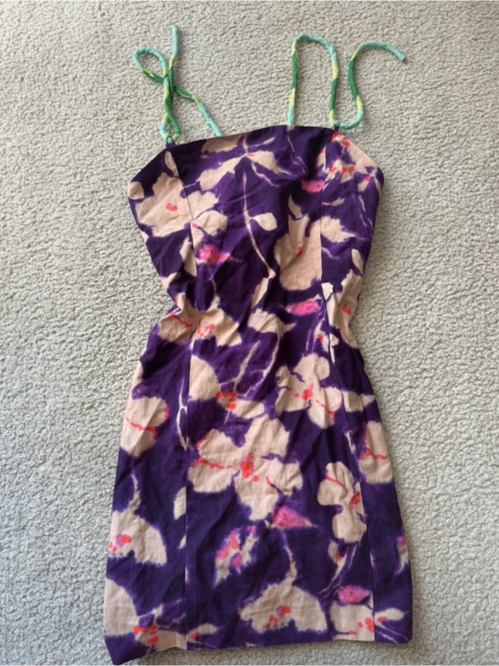 Zara Purple Floral Tie-Shoulder Mini Dress business classy - NWT